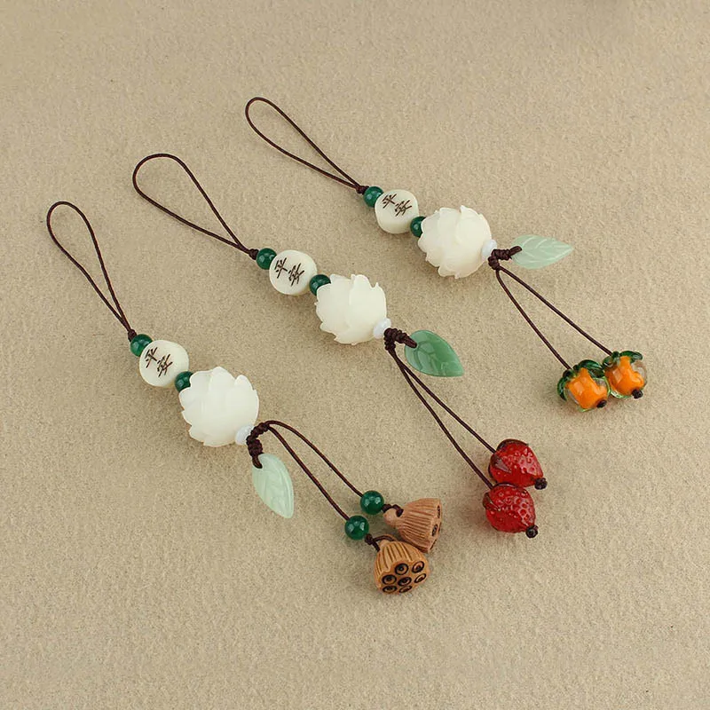 DIY accessories Persimmon Ruyi glazed persimmon mobile phone lanyard pendant exquisite men's and women's mobile phone chain crea