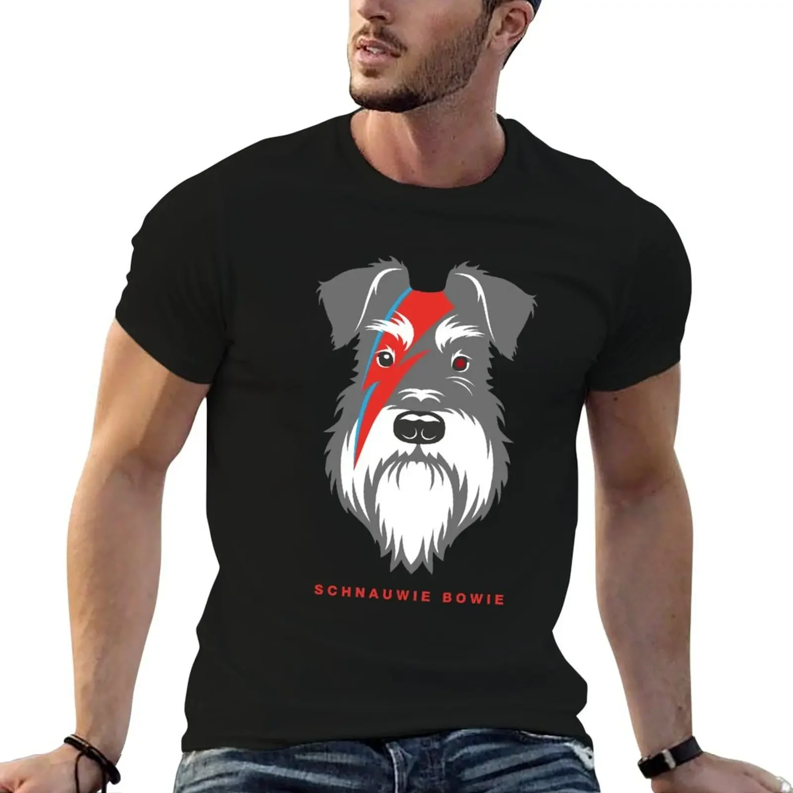 

Schnauwie Bowie Salt & Pepper schnauzer dog face T-Shirt tops plain man t shirt basketball graphic tees mens workout shirts