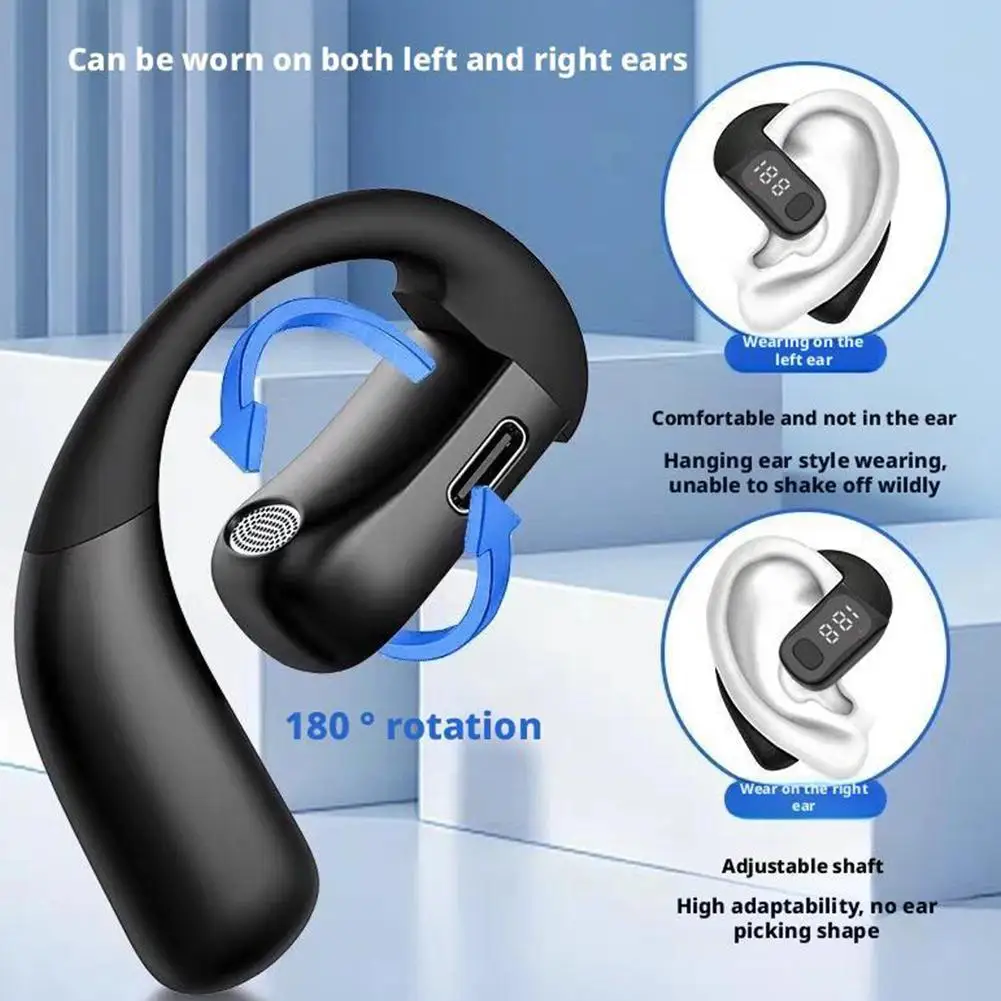 Sem fio bluetooth 5.4 fone de ouvido longa espera gancho da orelha, negócios hd chamando microfone som surround à prova dwaterproof água ao ar livre