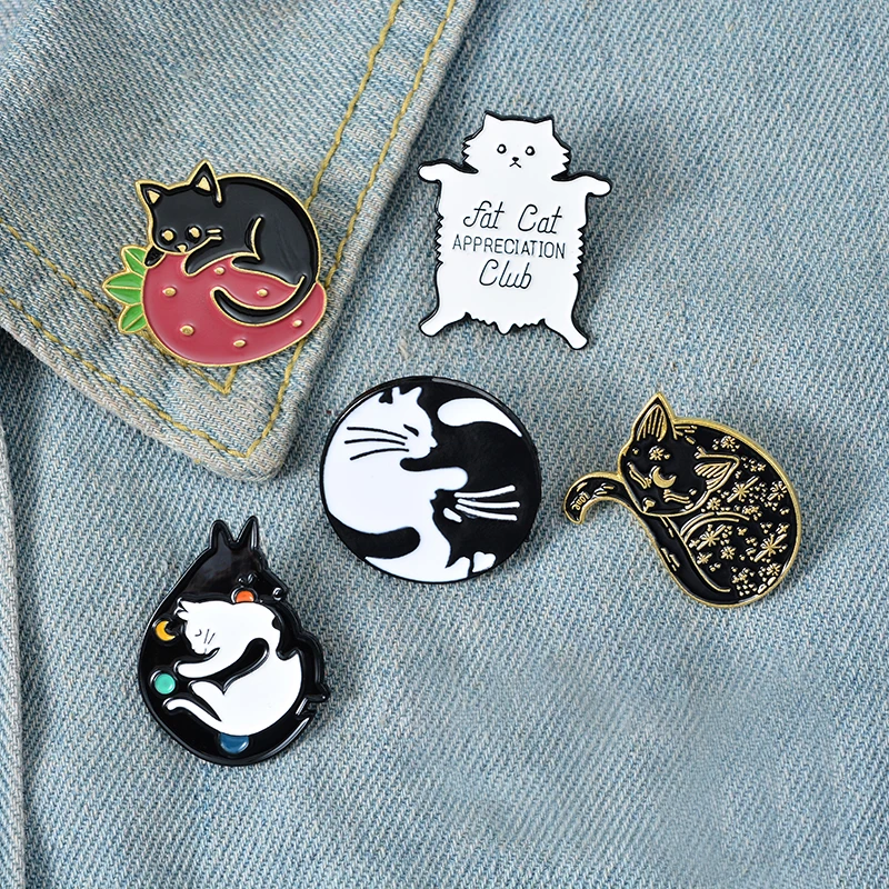 Meow Cat Kindergarten Enamel Pins Box Kitten Hugging Cats Badge Custom Brooch Bag Clothes Lapel Pin Cartoon Animal Jewelry Gift