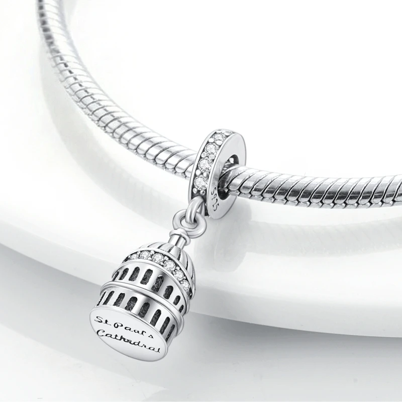 Architektur-Serie 925 Sterling Silber Charms Perlen Flugzeug Reisepass Anhänger Passend für Original Armband Frauen Mädchen DIY Party Geschenke – Detail 26