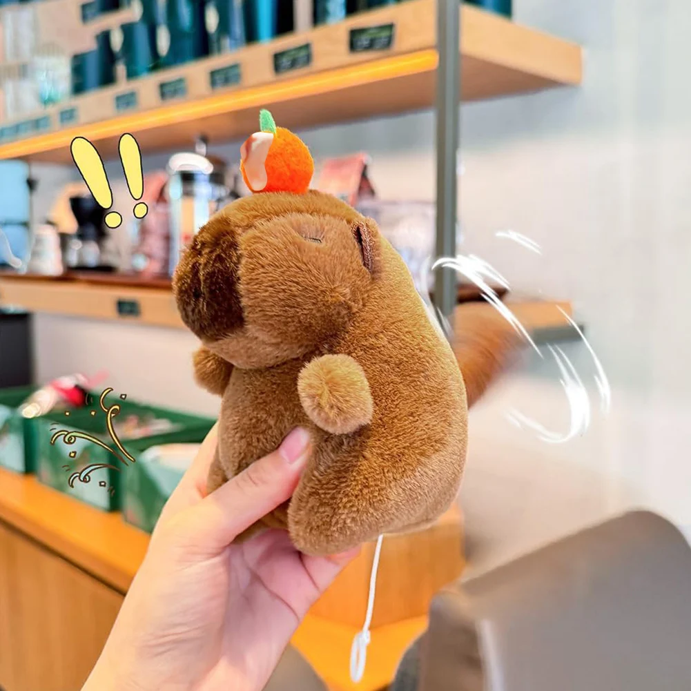 Tail Wagging Capybara Plush Keychain Toy Kawaii Capybara Pendant Cute Capybara Stuffed Animals for Backpack Kids Gift