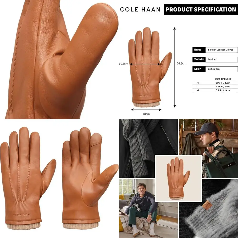 

Роскошные мужские кожаные перчатки от Cole Haan, сенсорный экран, совместимые с большим пальцем и указательным пальцем