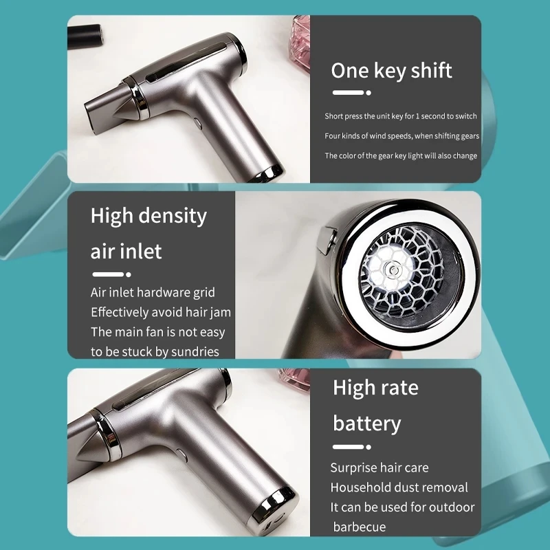 مجفف شعر متعدد الوظائف USB لاسلكي ، عالي الطاقة ، تنظيف سريع للرياح ، نفخ الغبار ، مجفف النفخ ، منزلي ، خارجي #4