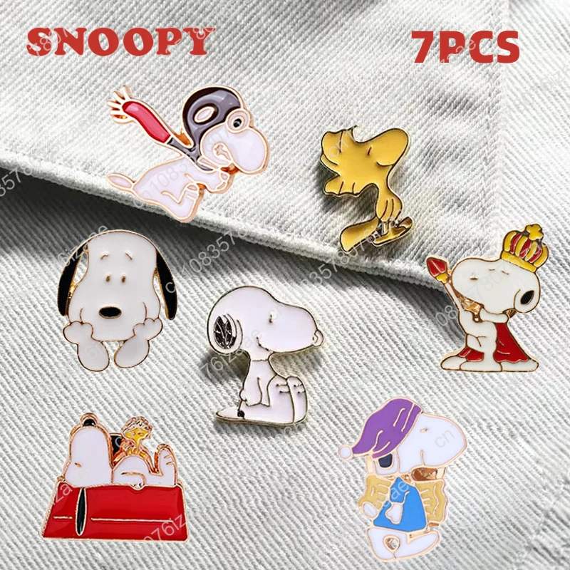 Cartoon Snoopy Brooch1set  Animation Alloy Brooch Badge Student Clothes Bag Decoration Personality Male and Female Pins Neckpins