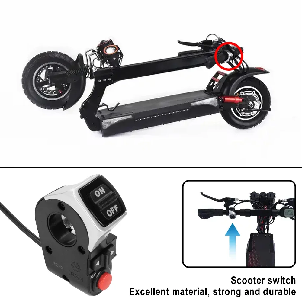 Saklar skuter listrik antiair, saklar lampu nyala/mati tombol 5 Pin untuk suku cadang Kugoo M4 Pro 10 inci Kickscooter