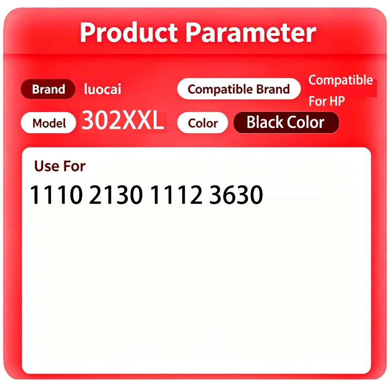 302XL Ink Cartridge Replacement Compatible For HP 302XL 302 Deskjet 1110 2130 1112 3630 Officejet 3830 3831 3833 Printer