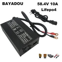 58.4V 10A LiFePO4 Battery Fast Charger For 48V 16S Iron Phosphate Golf Cart Energy Storage Smart Chargers Copper Nose XT90 C13