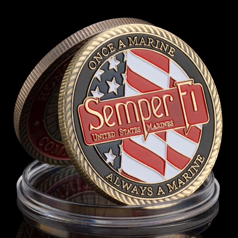 United States Marine Corps Souvenir Bronze Plated Coin Semper Fidelis Always A Marine Commemorative Coin Challenge Coin