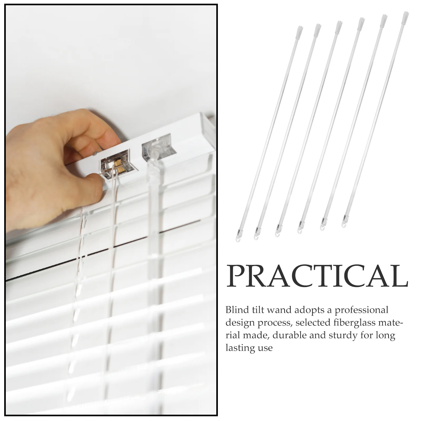 6 Pcs Venetian Blind Rod Stirrer Match Control Cord Blinds Transparent Wands Opener Accessory Home Accessories