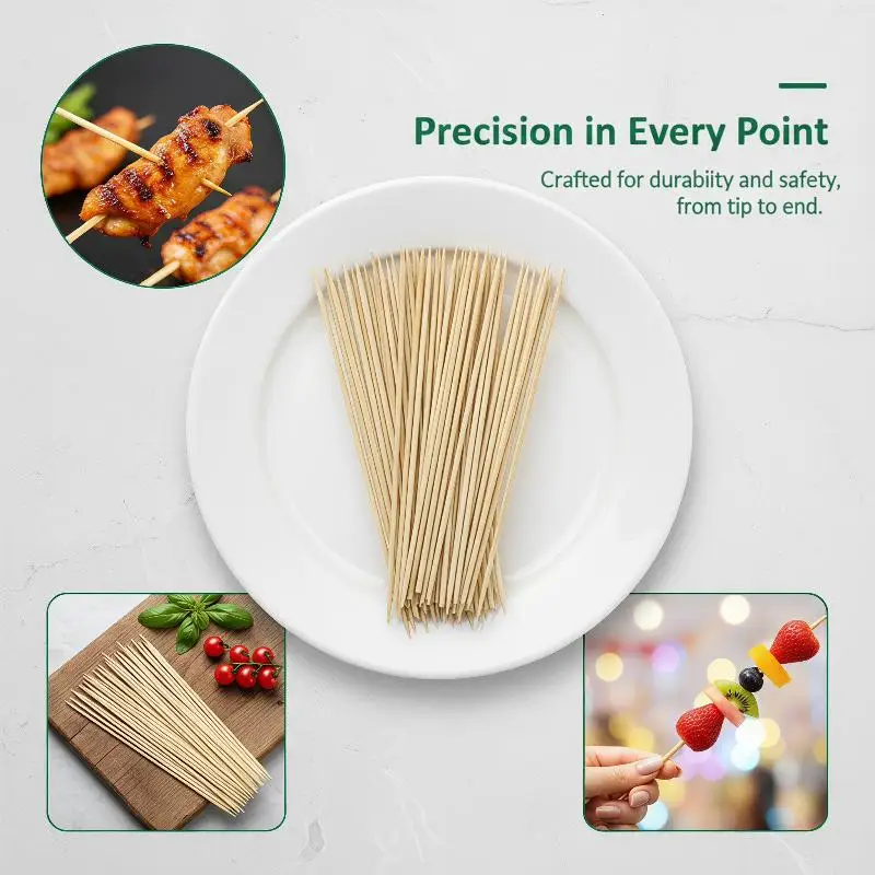 100PCS/Pack Natural BBQ Skewers Bamboo Sticks 15/20/25/30cm Disposable Fruit Sticks Kabob Sticks For Grilling, Fruit, BBQ