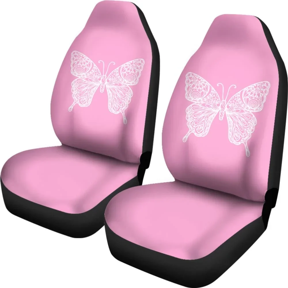 Beautiful Butterfly Pink Custom Car Seat Covers 212203,Pack of 2 Universal Front Seat Protective Cover