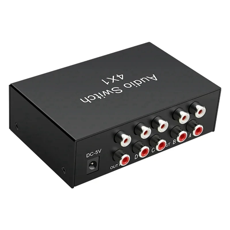 4 Way L/R Stereo Audio Switch 4 In 1 Out RCA Audio Switcher Sound Channel Audio Switch Selector For DVD Speaker Player