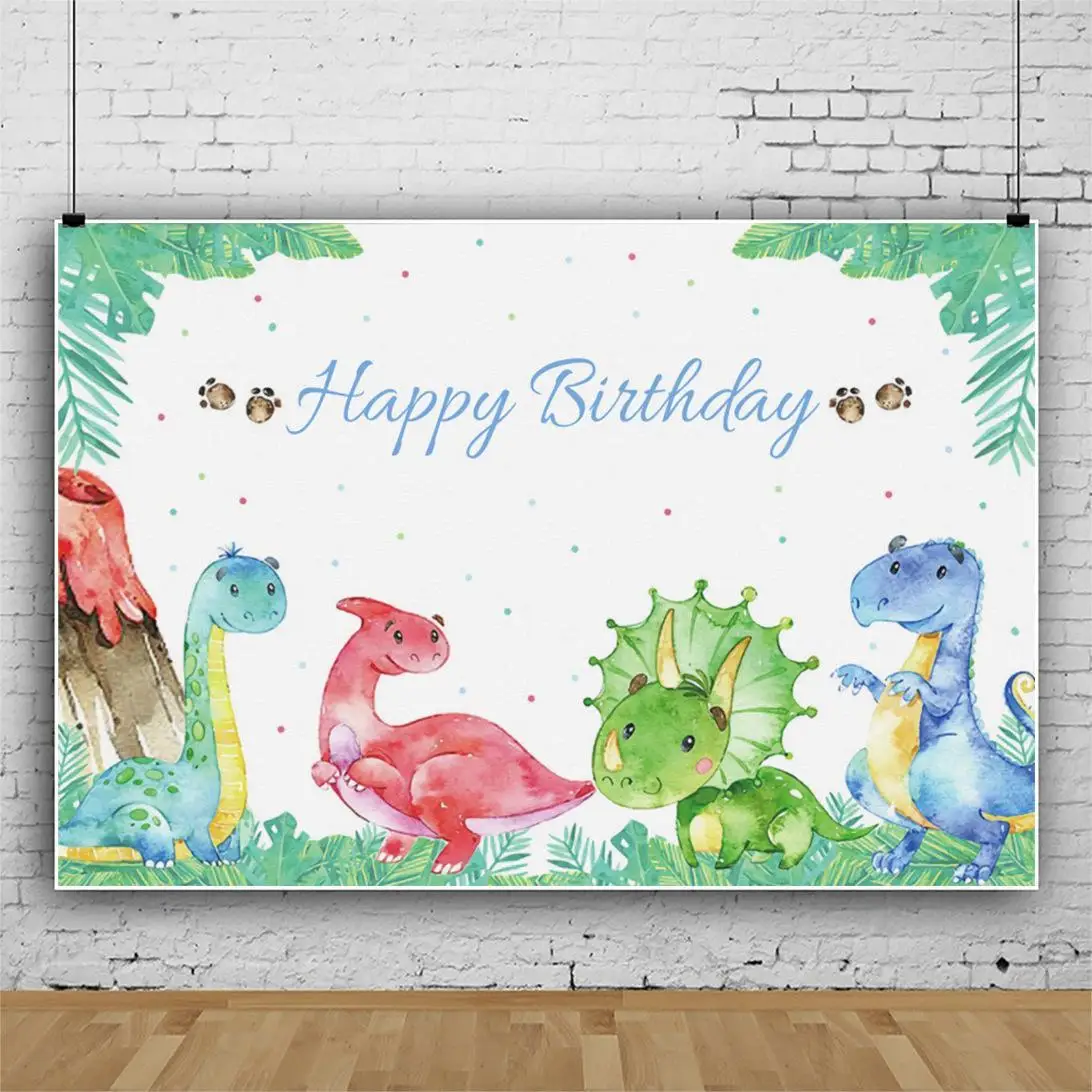 

Dinosaur Leaf Cartoon Image Boys Like Backdrop Shooting Props for Kids Birthday Party Background Photography Photocall