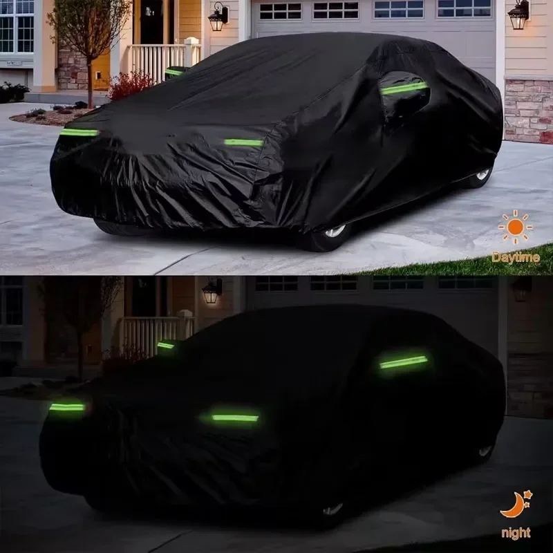 Car Cover Custom Fit for Chevrolet Tahoe/Cadillac Escalade Dustproof waterproof and hailproof With Windproof Strap Black