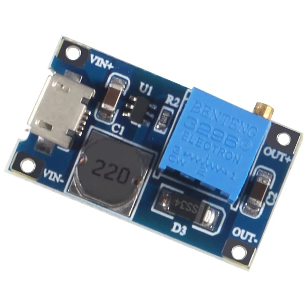 (CLOS) 5 шт. 2A DC-DC MT3608 Модуль повышающего преобразователя с Micro-USB, регулятор напряжения питания