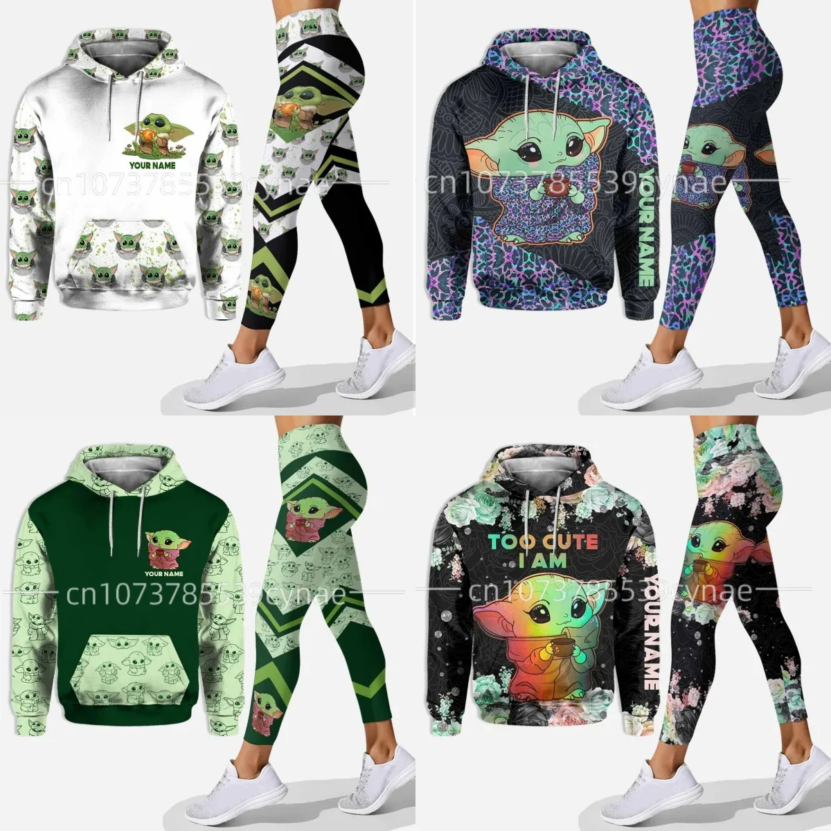 2024 3D New Hoodie Women's Set Sports Hooded Sweater Yoga Pants Sports Disney Yoga Underpants Fashion Sportswear Women Clothing