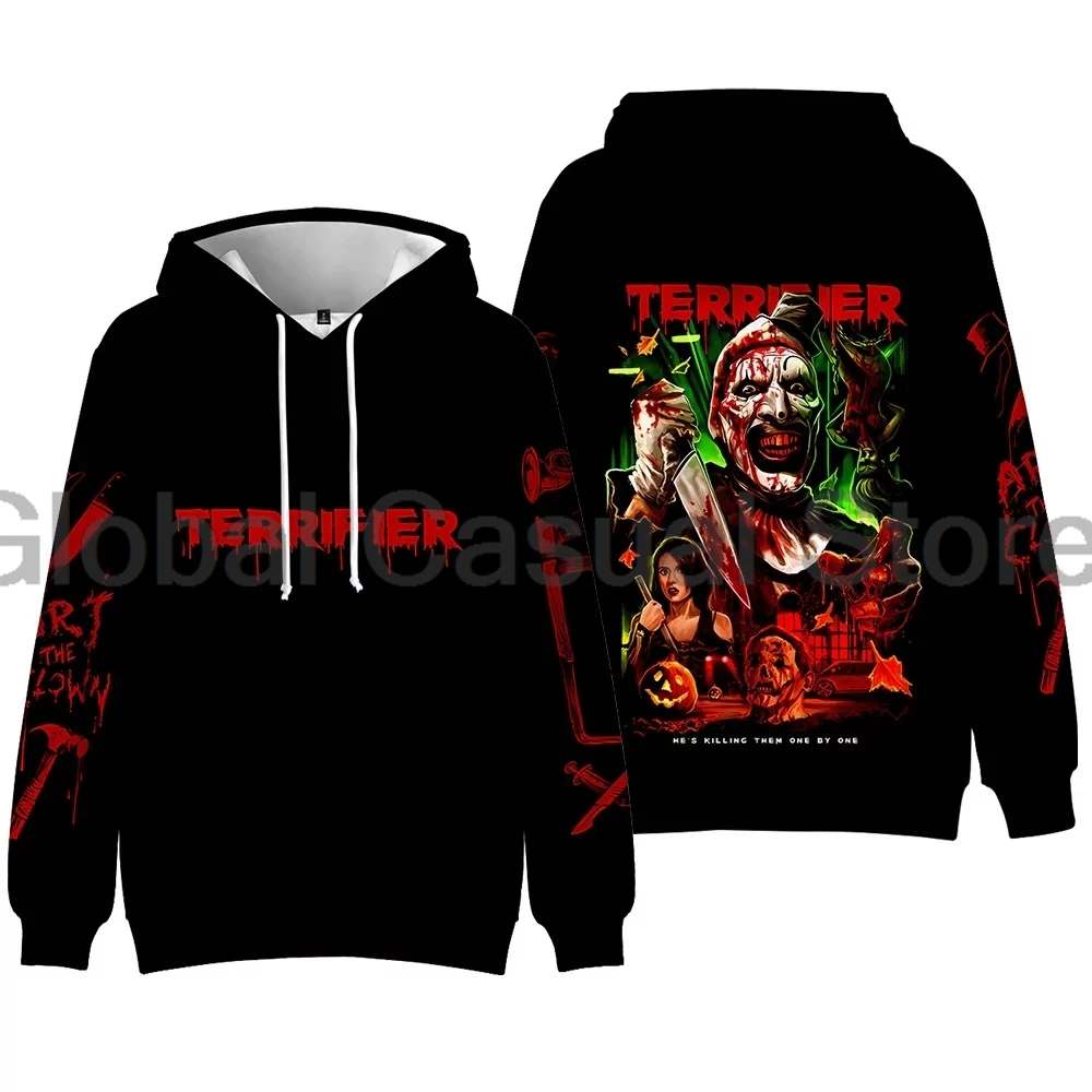 Terrifier 3 Hoodie 2024 Horror Movie Halloween Cosplay Merch Long Sleeve Streetwear Women Men Hooded Sweatshirt Funny Clothes