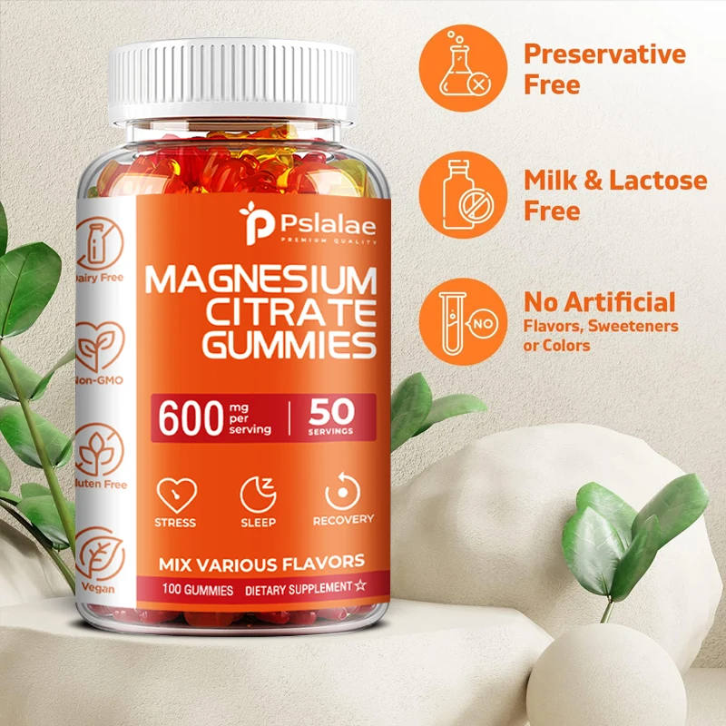 Magnesium Citrate Gummies - Relieve Stress, Promote Sleep, Support Heart, Bone, Muscle, Nervous System Health