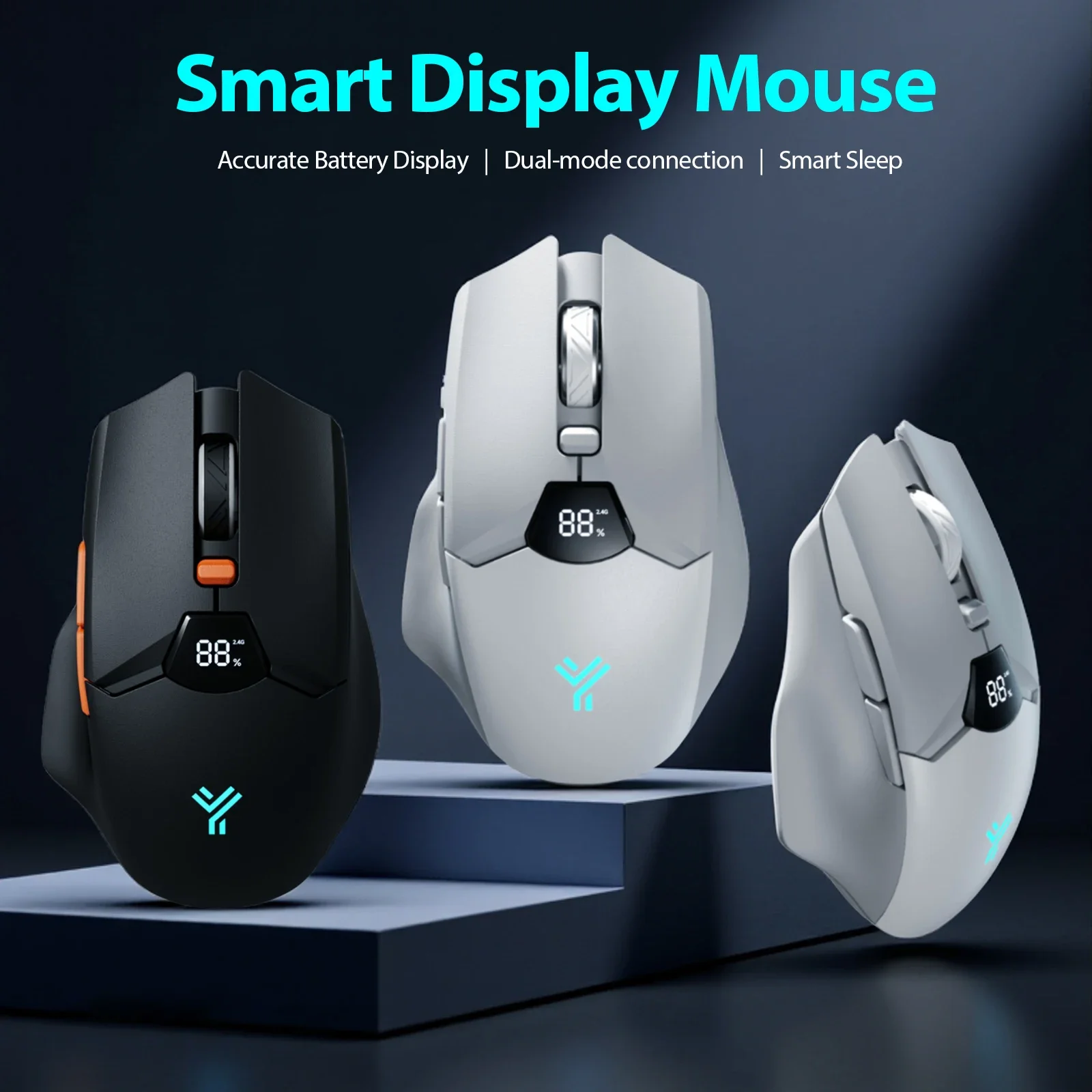 

Upgraded BT Rechargeable Wireless Silent Mouse, BT5.1/2.4G, Digital % Battery Display, for Laptop/PC