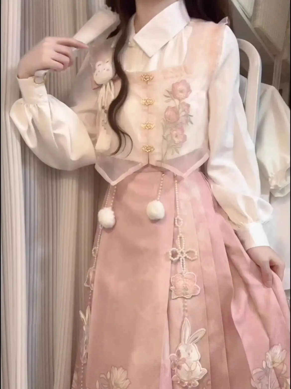 

Designer's Gift Moon Rabbit Hanfu National Style Han Elements New Chinese Style Vest Horse Face Skirt Spring Autumn Set