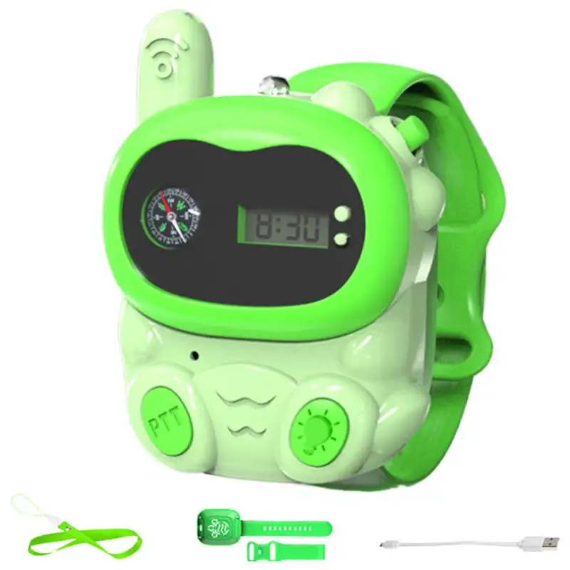 Walkie Talkie Orologi per bambini 2X Walkie-talkie per cartoni animati per bambini con luci a LED Telefono per chiamate remote con orologio e bussola