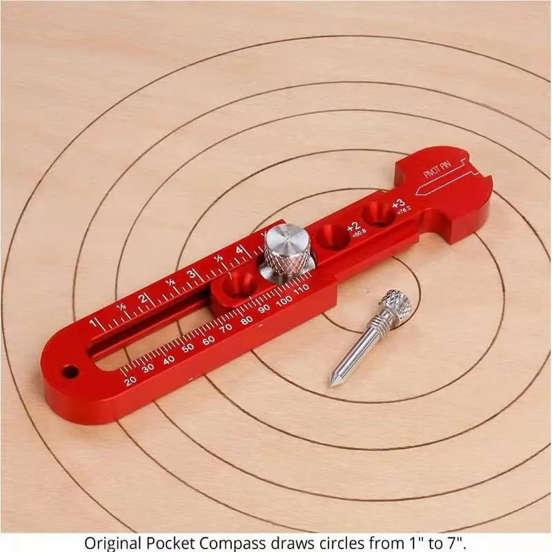 Adjustable Metal Woodworking Compass, Portable Drawing Gauge with Imperial Size Marking