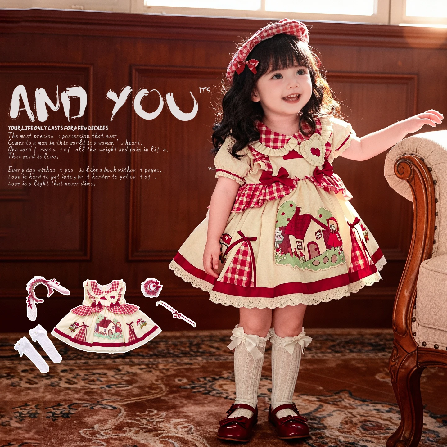 Princess Lolita Dress Set for Little Girls High Quality Child Party Skirt Baby Girls Stage Performance Birthday Dress Size 2-9 Y
