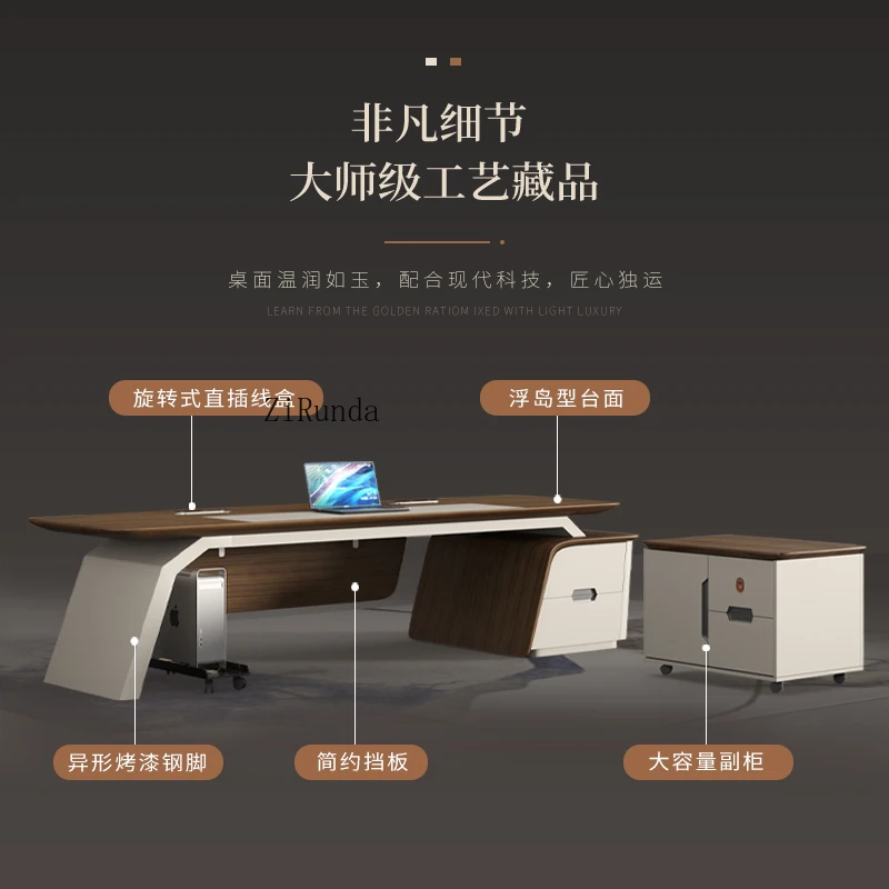   Mesa chefe simples e moderna mesa de móveis de escritório e mesa combinada de cadeiras
