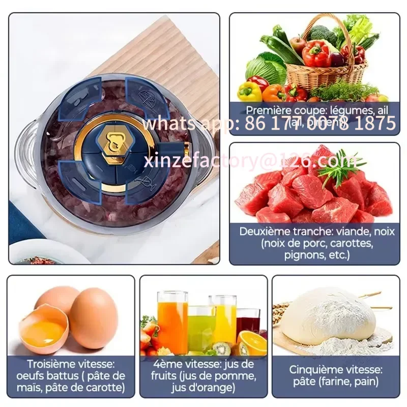 تخصيص 2025 مفرمة اللحم الكهربائية 5L كسارة الطعام الفولاذ المقاوم للصدأ متعددة الوظائف قطاعة الخضراوات المعالج المروحية كيتش #3