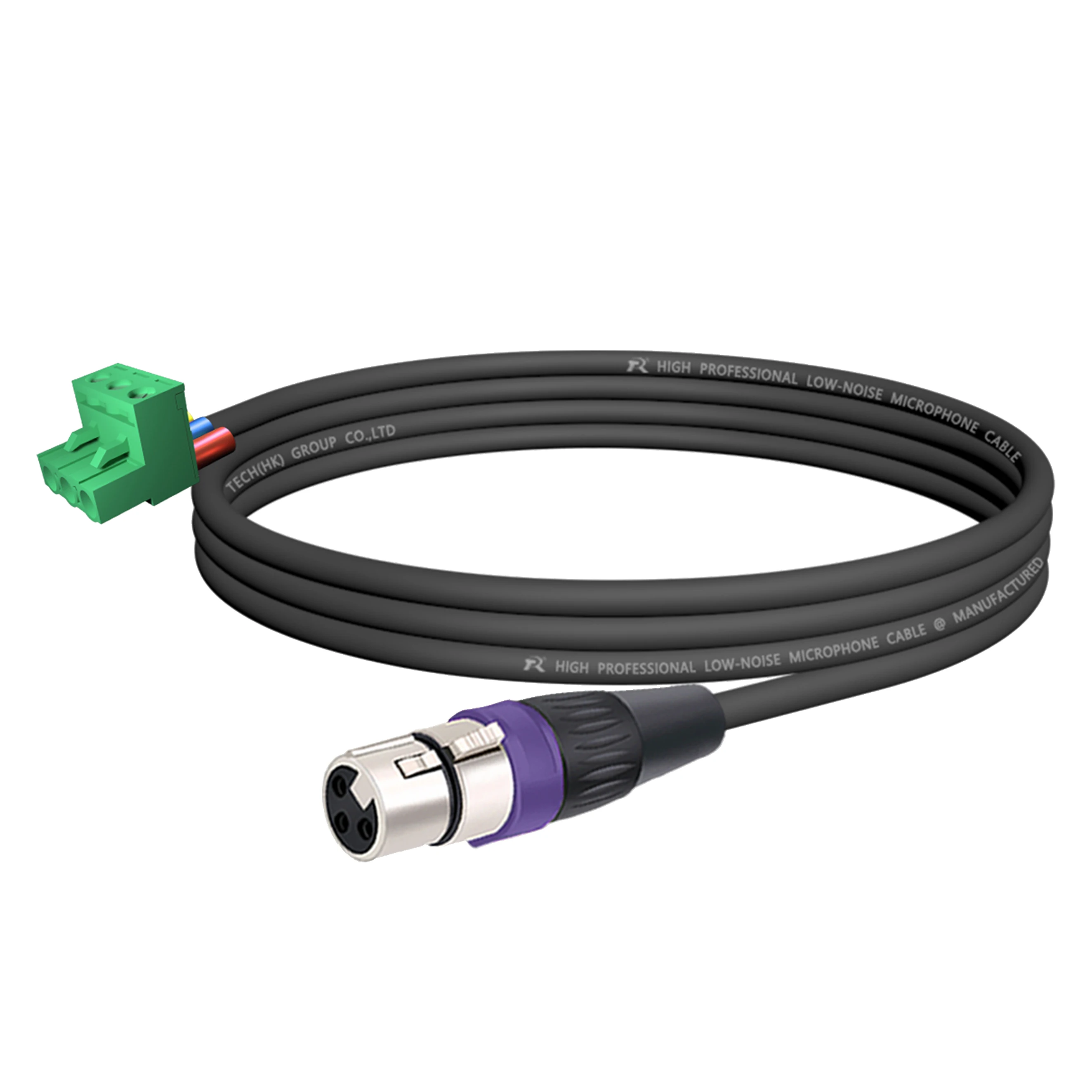 Premium-Kabel vom Phoenix-Terminal zu XLR F/M-Buchse, mit silbermetallischem Anschlusskern und einfarbigem, abgeschirmtem Kabelmantel – Detail 15