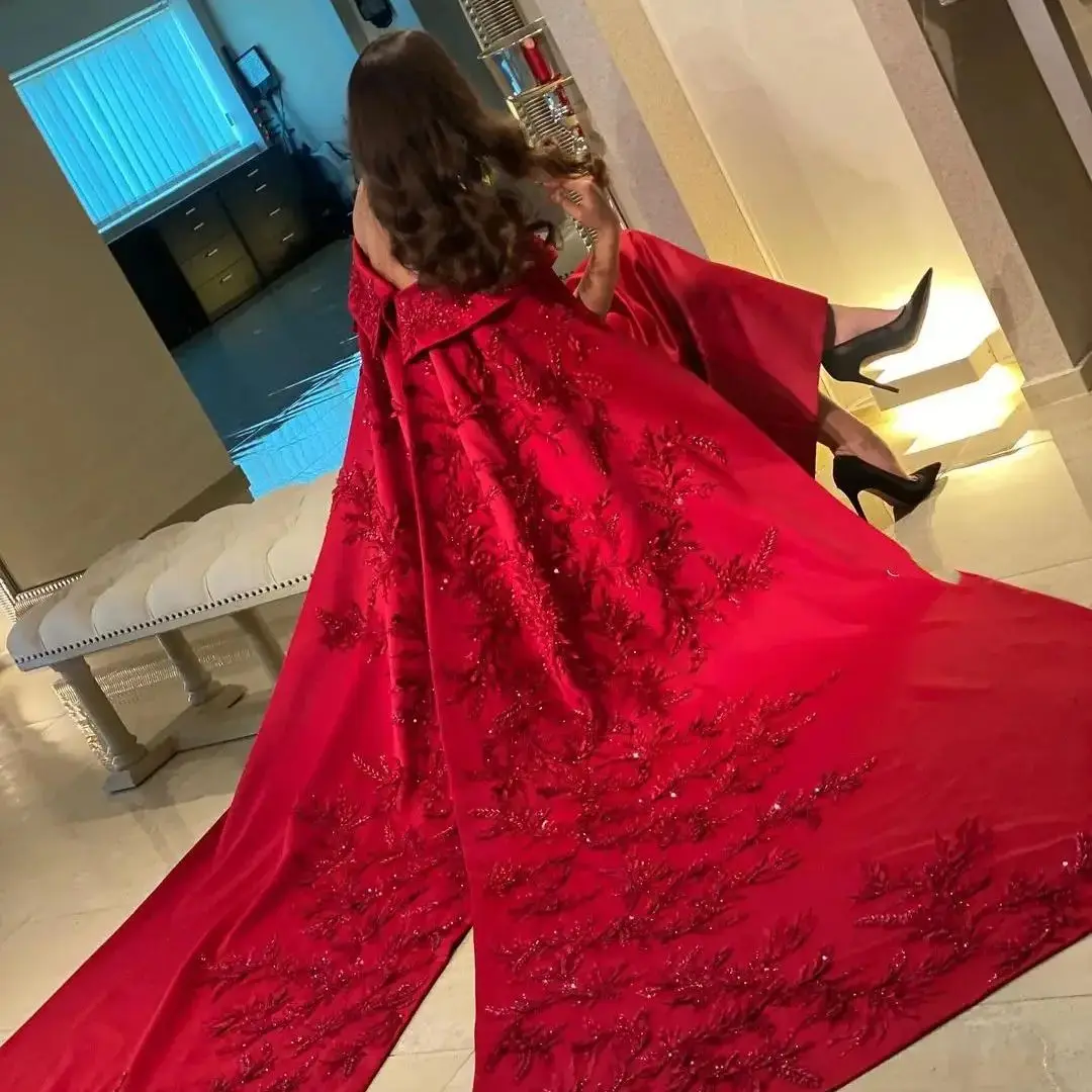 Aileen Shawl Lace Luxurious Red Brand Dresses With Long Sleeves Ball Gowns High Quality Luxury Dress for Weddings