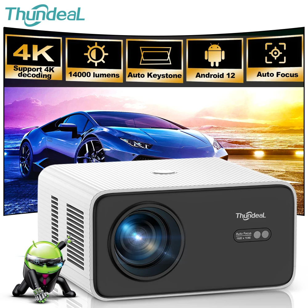 ThundeaL TD85W Full HD 1080P جهاز عرض صغير أندرويد التركيز التلقائي المحمولة شعاع العارض TD85SE 4K المسرح المنزلي في الهواء الطلق