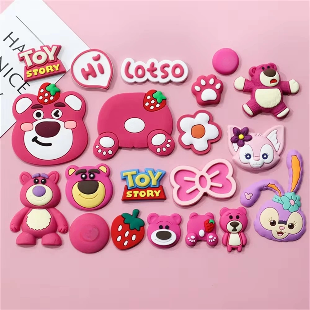 MINISO Cartoon Cute Strawberry Bear PVC Shoe Accessories DIY Charms Children's And Girls' Sandals Accessories