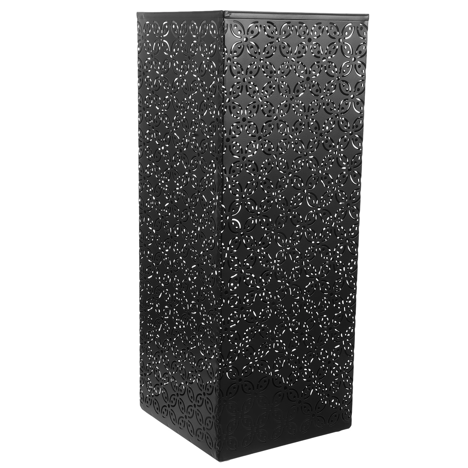 

Metal Umbrella Bucket Clover Design Square Lobby Organizer Freestanding Rain Umbrella Stand Holder Entryway Office Decor Black