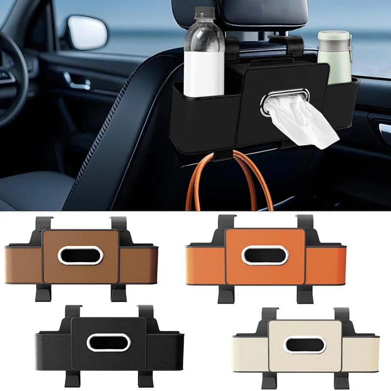 Nuevo organizador para asiento trasero de coche, bolsa de almacenamiento Interior de cuero multifunción, soporte para vasos para colgar en el asiento trasero, accesorios para automóviles