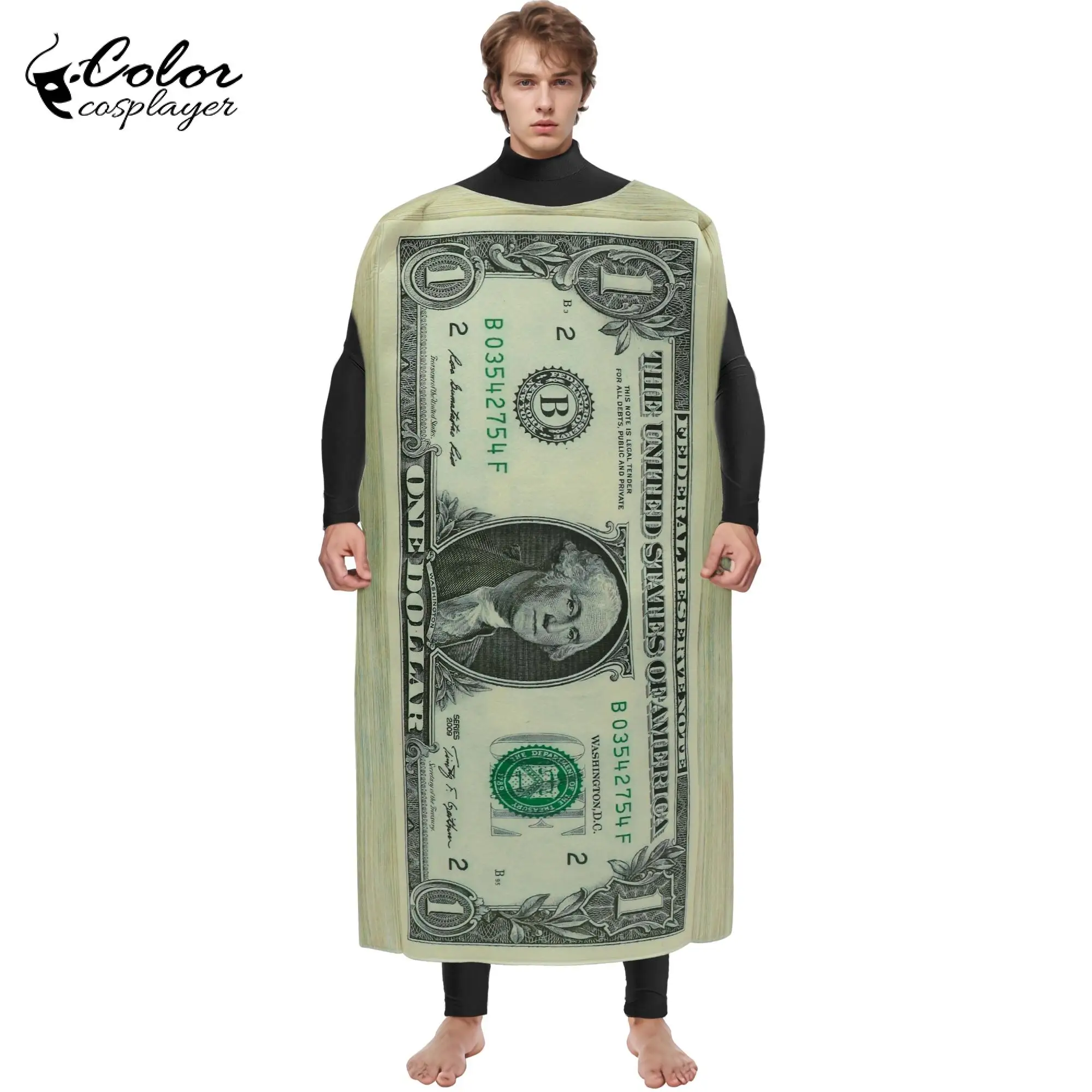 Color Cosplayer Dollar Bills Costume Paper Money Cosplay Outfit Carnival Party Purim Parade Fancy Dress Up Funny Adult Clothing