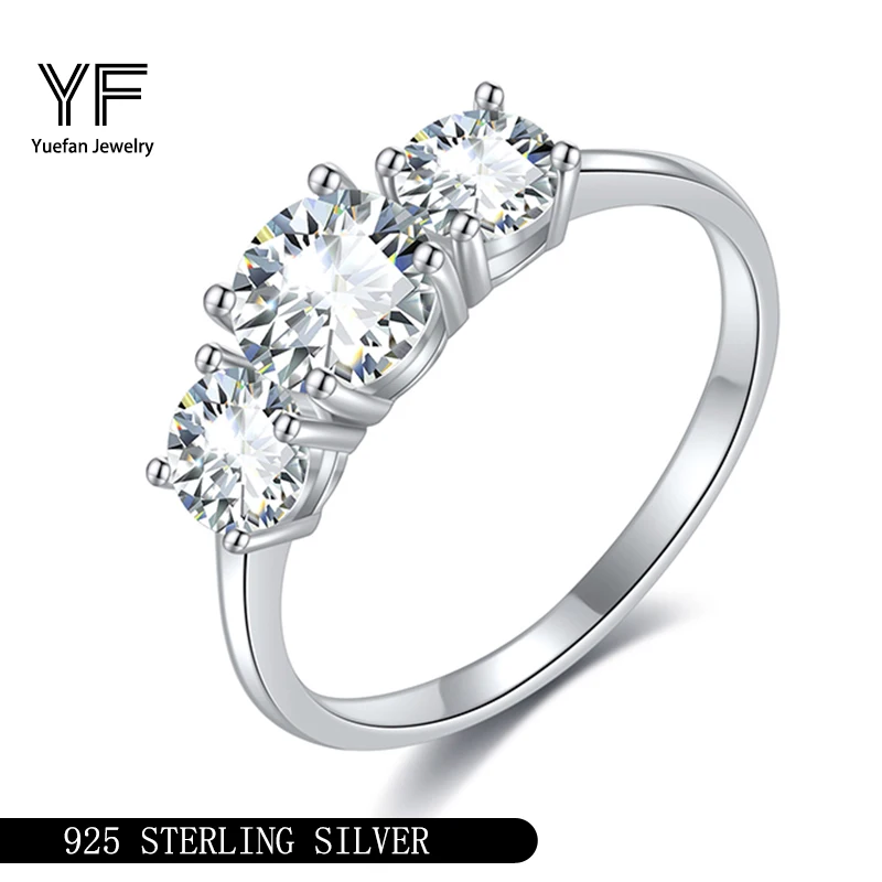 

Silver Ring With Moissanite 1.6CT D VVS1 Certified Sweet Luxury S925 Rings Jewelry For Women High Design Style Wedding Party