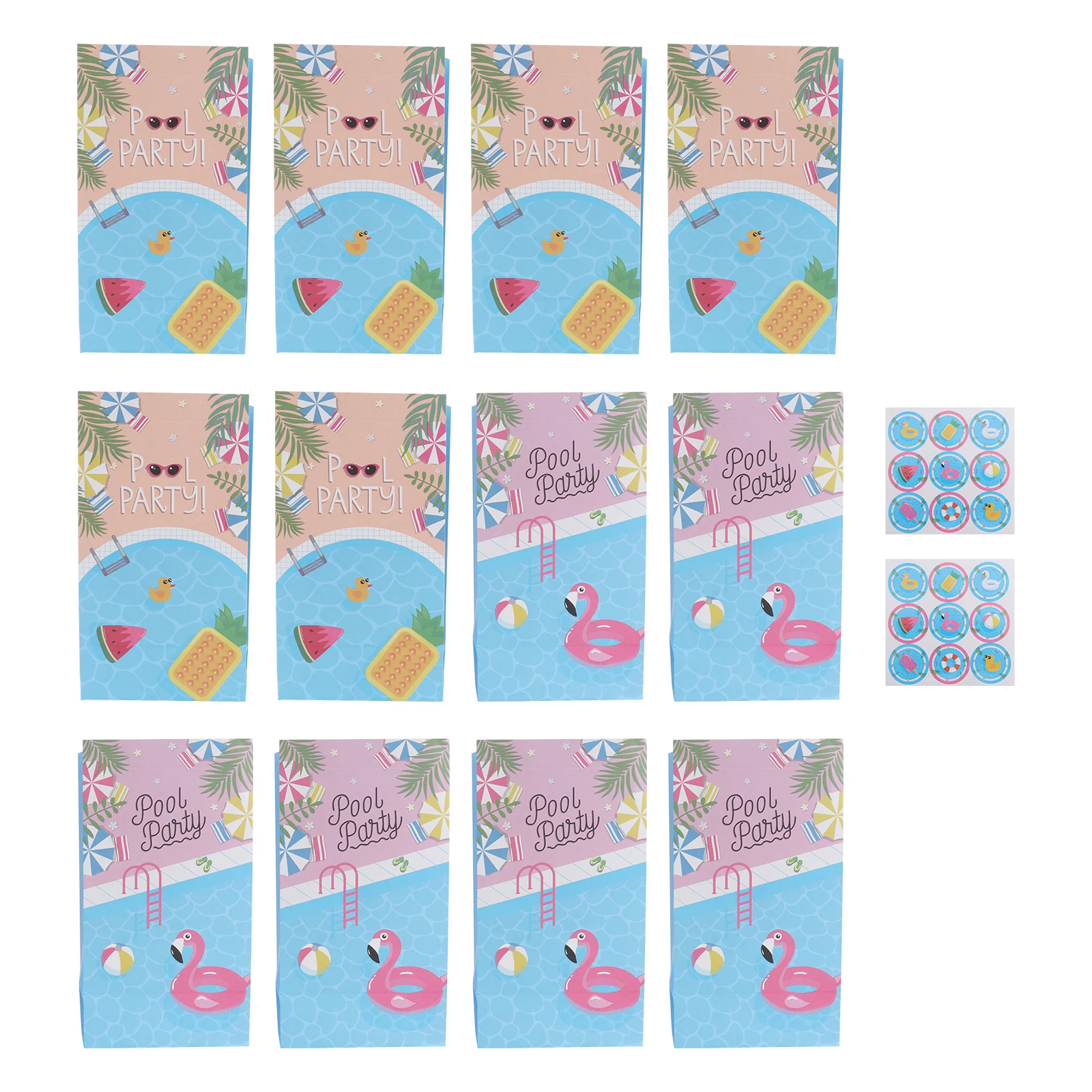 

12pcs Paper Tote Bags Candy Wrapping Gift Packaging Forest Animal Themed Party Favor Pouch Child Size 6 Each 2 Stickers