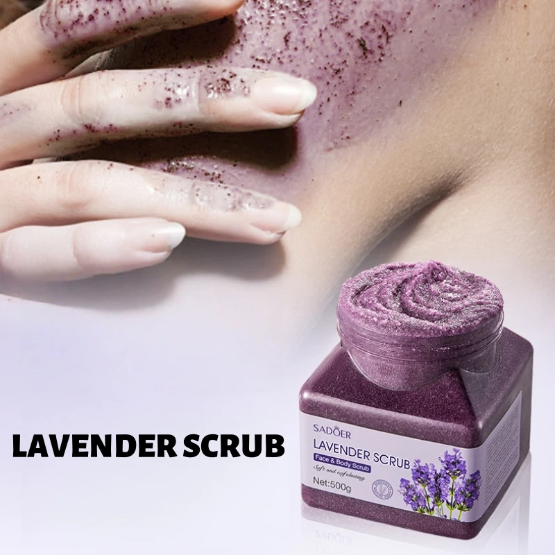 

500g Lavender Exfoliating and Purifying Scrub, Containing Lavender Extract, Plant Fragrance, Gentle Skin Rub, with Gentle Physical Exfoliation, Suitable for Spa Use, Rich in Nourishing Ingredients, Body Sand, Self-Care Daily Necessities.