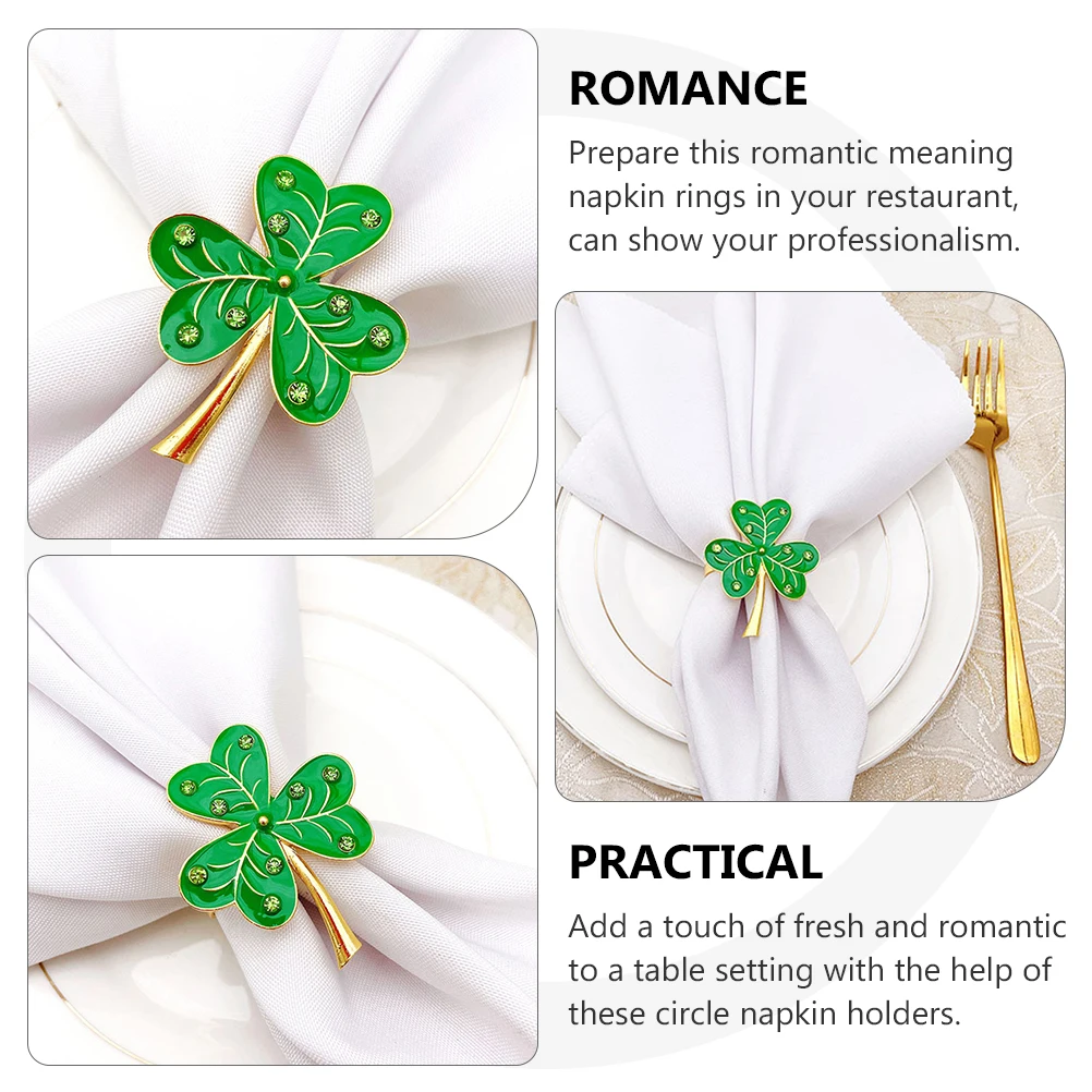 

Napkin Rings Shamrock Tableware Wedding Party Supplies Romantic Valentine Dining Circle Holders Table Decor Napkin Circles