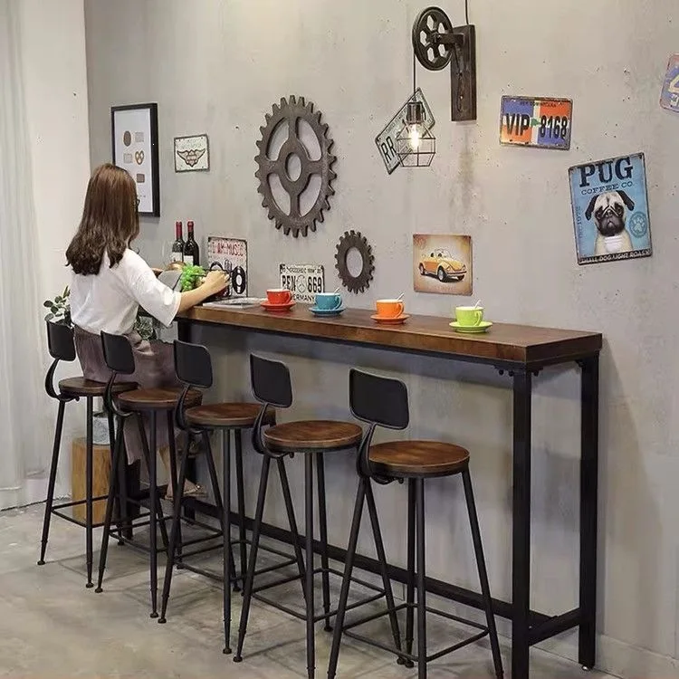Household balcony light luxury leisure milk tea shop window bar high stool