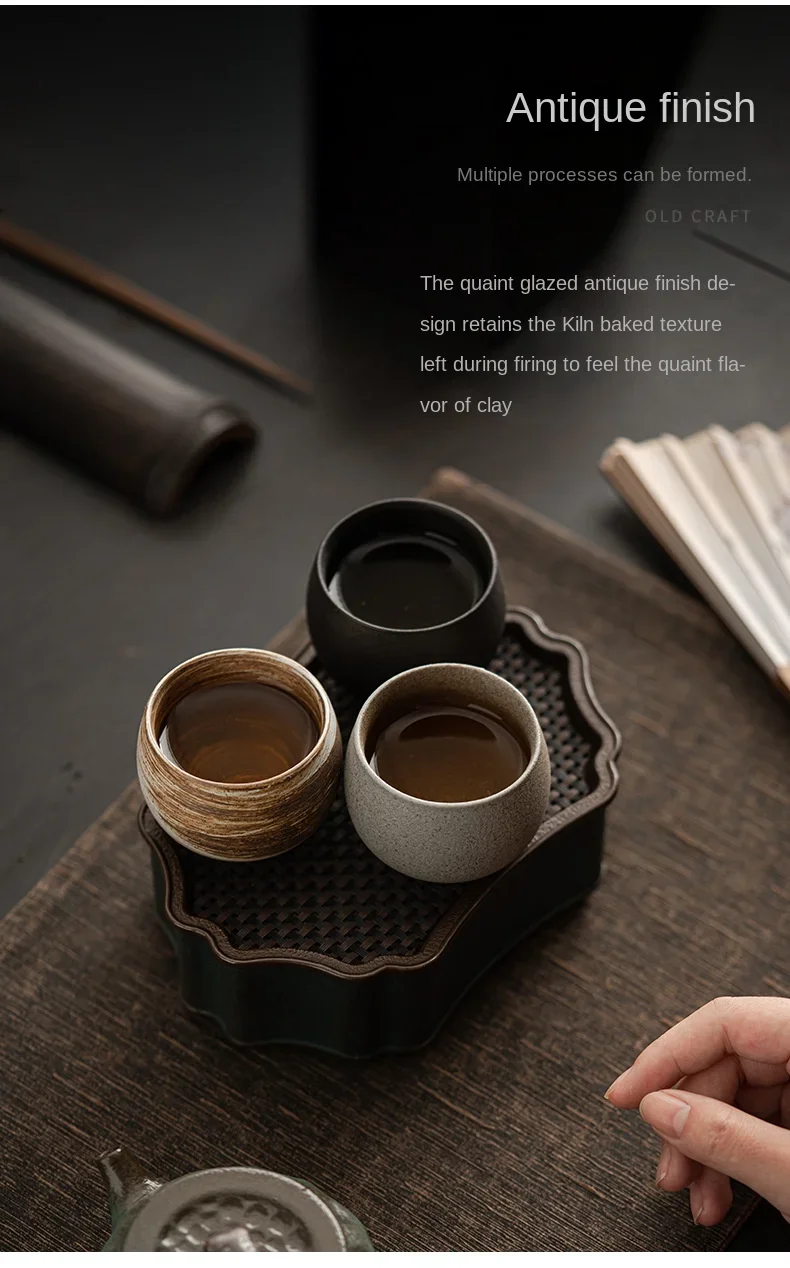 1pc Japanischen Stil Handgemachte Steinzeug Tee Tasse Kung Fu Tee-Set Tee Tasse Kleine Einzel Tasse Alten Stil Ruhig straße Tasse Schüssel Teetasse – Detail 4