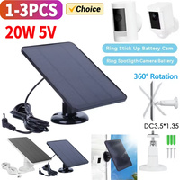 20W 5V Solar Cells Charger DC3.5x1.35-port for Ring Spotlight Camera/Ring Stick Up Camera Portable Solar Panels Waterproof