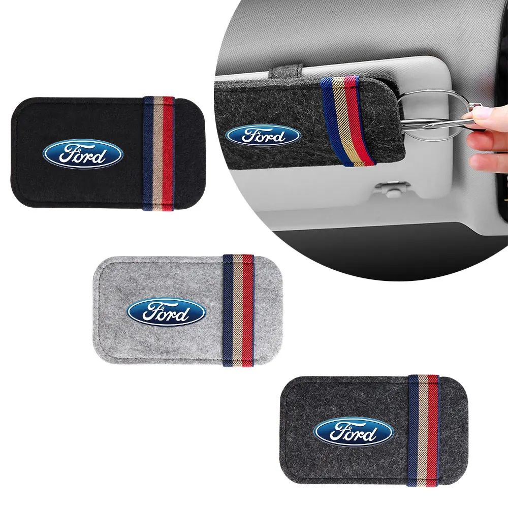 Car Sun Visor Glasses Storage Bag Center Cover For Ford 2 Ranger Focus Kuga Transit Mondeo Mustang EcoSport Shelby Edge MK3 MK2