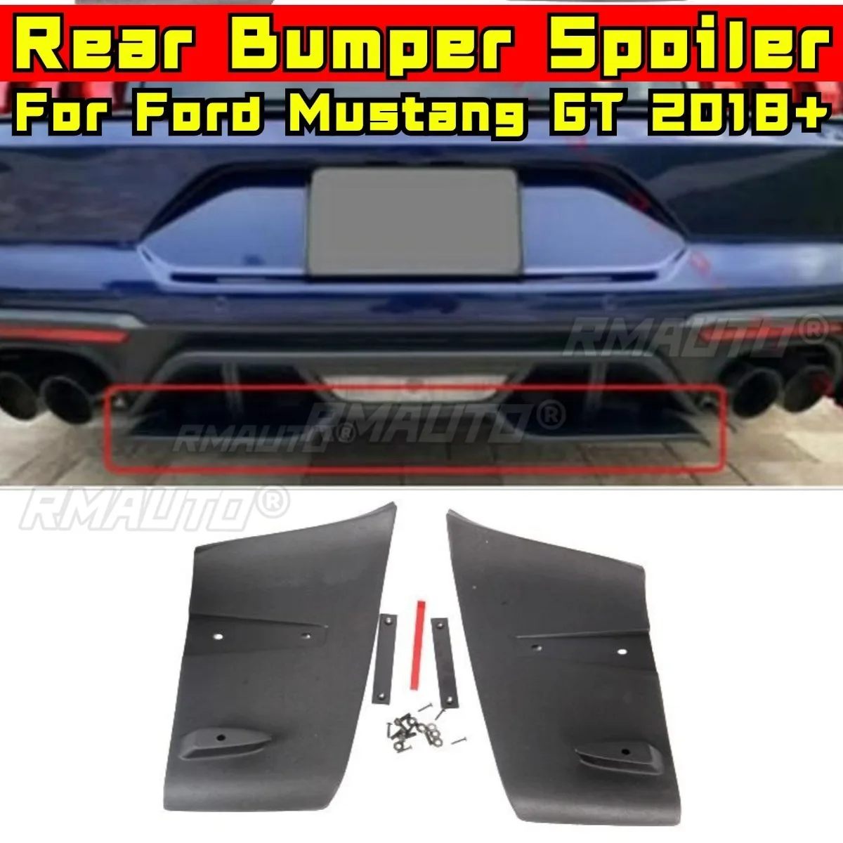 

Car Rear Bumper Lip Diffuser Spoiler Modification Part for Ford Mustang GT 2018+ Rear Bumper Lip Car Accessories
