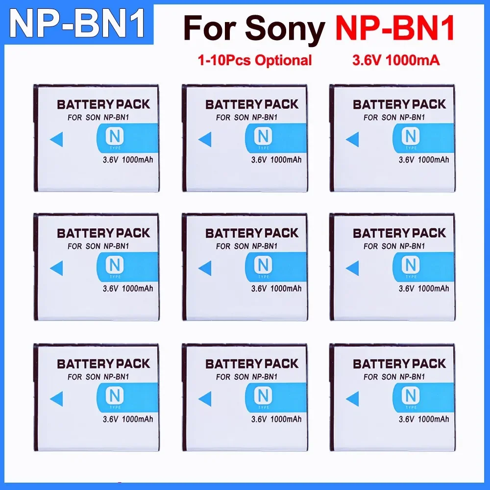 Batería de cámara NP-BN1 3,6 V 1000mAh para cámara réflex digital Sony QX10 TX200 TX9 WX100 TX5 WX5C W620 W630 W670 DSC-W310 DSC-WX100