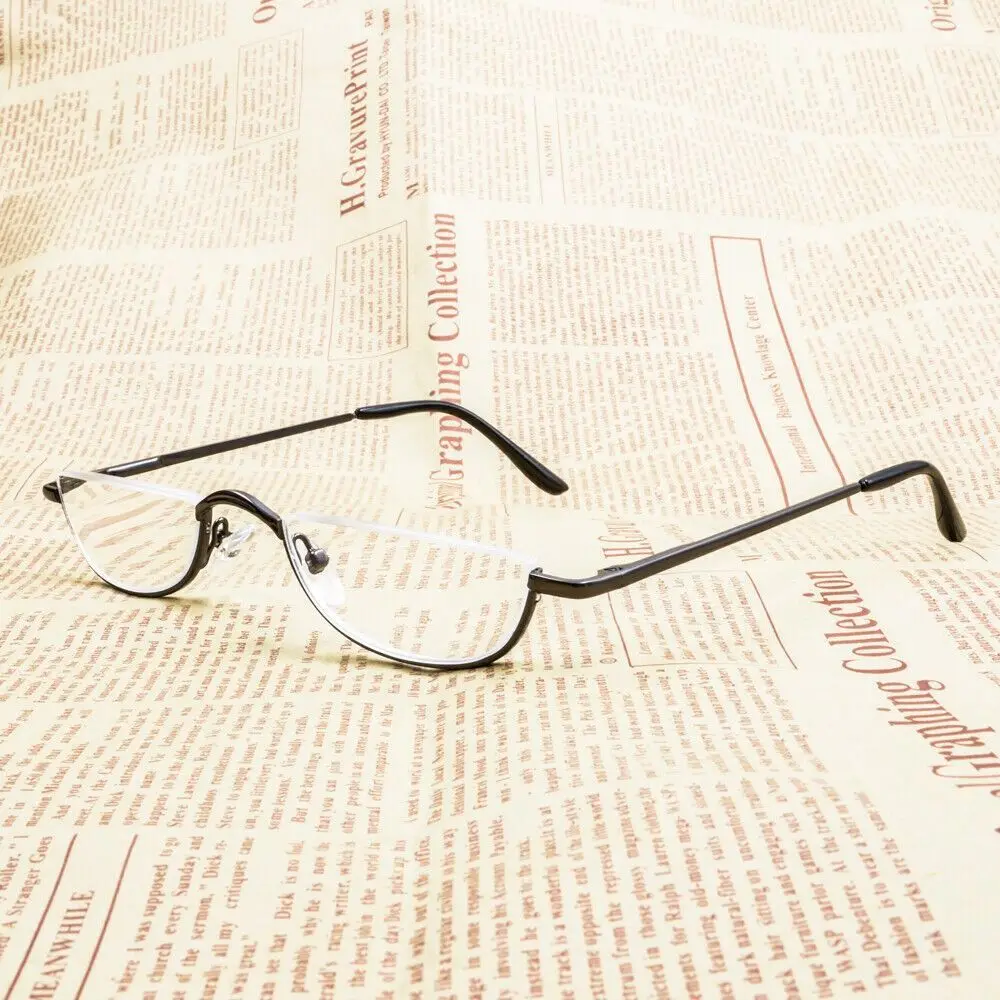 Flexible Portable Spring Hinge Half Frame Metal +1.00~+4.0 Diopter Eyeglasses Reading Glasses Half Moon Reading Glasses