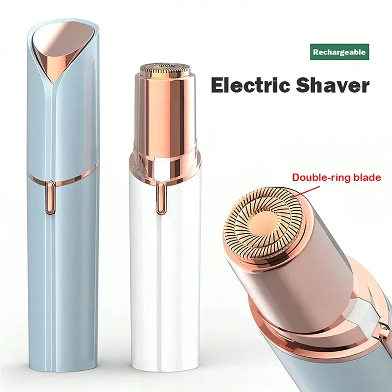 ماكينة إزالة شعر الوجه الكهربائية للنساء، جهاز إزالة الشعر المحمول غير المؤلم القابل لإعادة الشحن عبر USB مع ضوء المؤشر