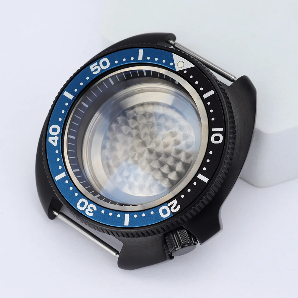 

44mm Luxury Black Watch Case Sapphire For NH35 NH36 NH38 4R36 7S26 28.5mmDial With Chapter Ring Watch Accessories skx6105 Turtle